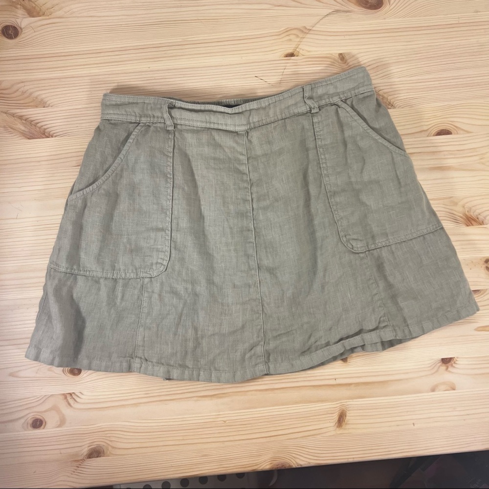 Green Nicole Miller Linen Skort
